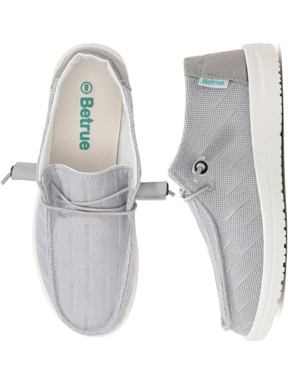 🆕Women's Light Grey Lightweight Boat Shoes Casual Loafers, Slip On Deck Shoes
